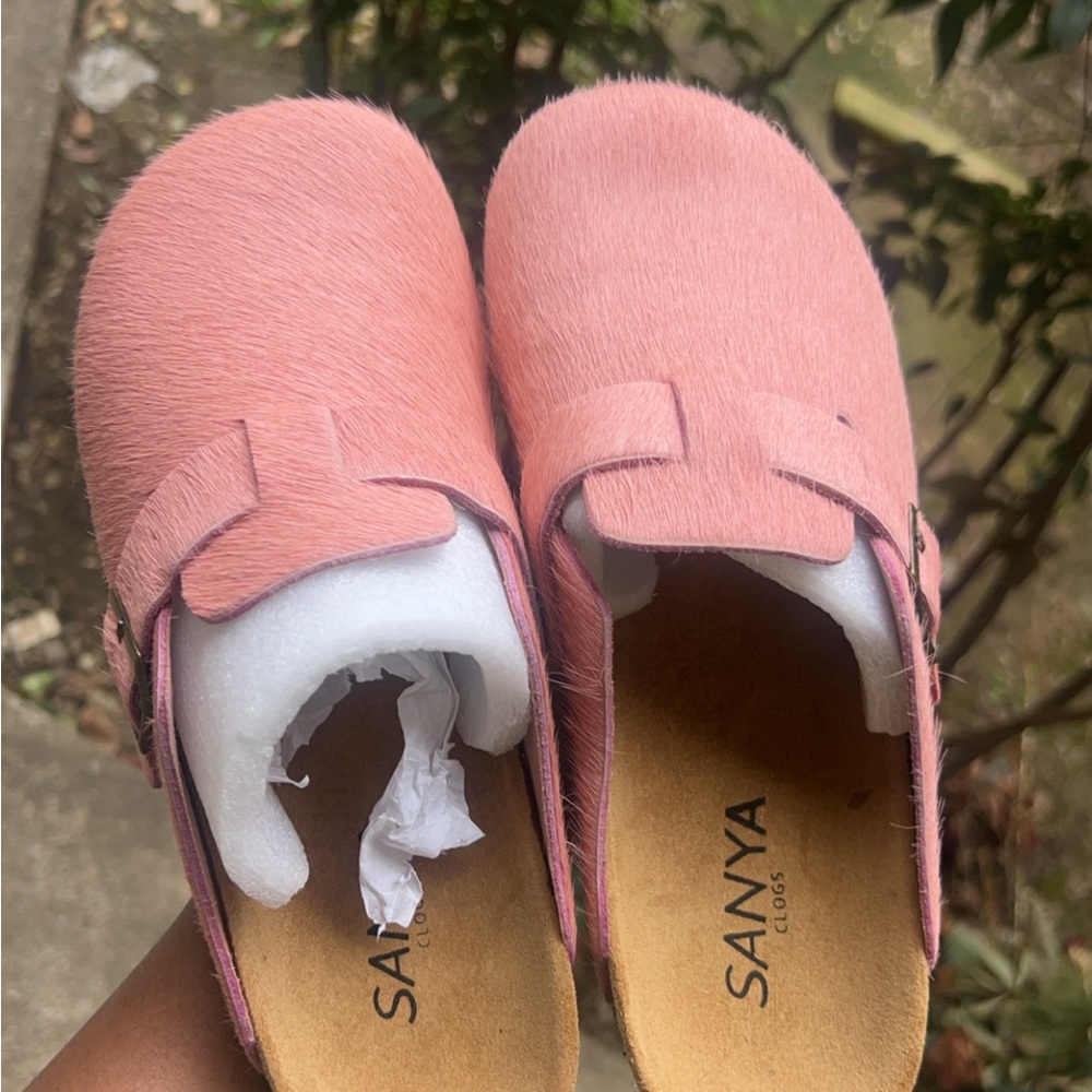 Sanya Pink Fur Slip-On Clogs
